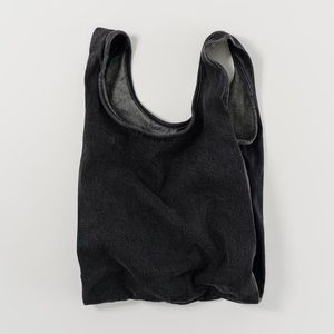 NEW BAGGU washed black gray denim tote hand bag